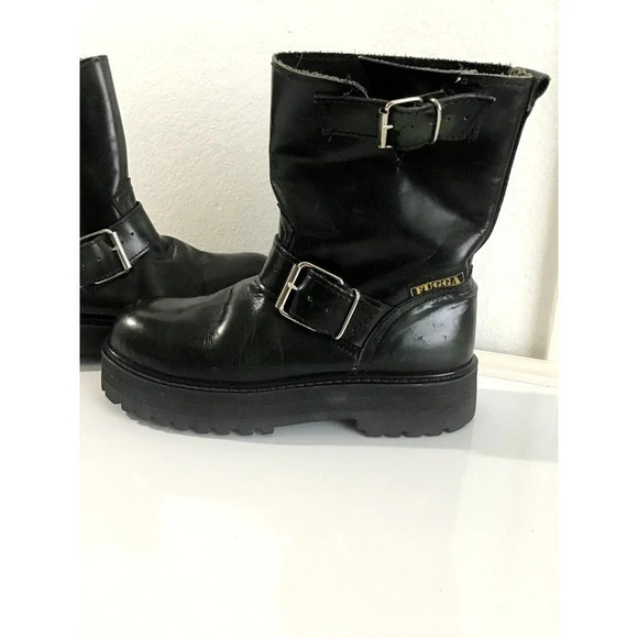 FUGGA Mens 8.5 Hunter Green Leather Boots Y2K - Picture 7 of 16